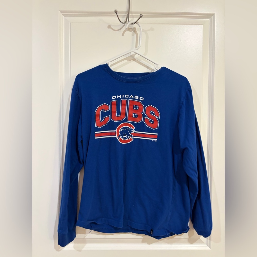 Chicago Cubs Long Sleeve Shirt Women’s M Blue MLB Baseball Tee ’47 Brand